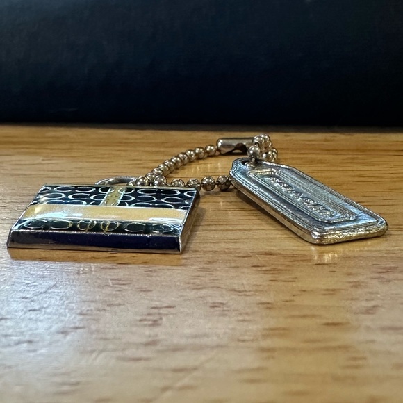 Coach Metallic Silver Hangtag and signature C Purse charm bundle - Picture 3 of 6